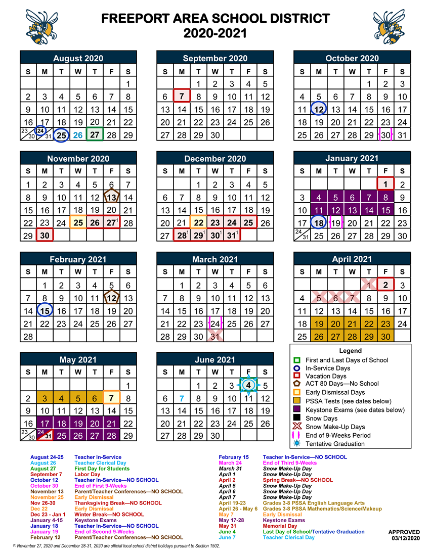 2020-2021 District Calendar - Buffalo Elementary School