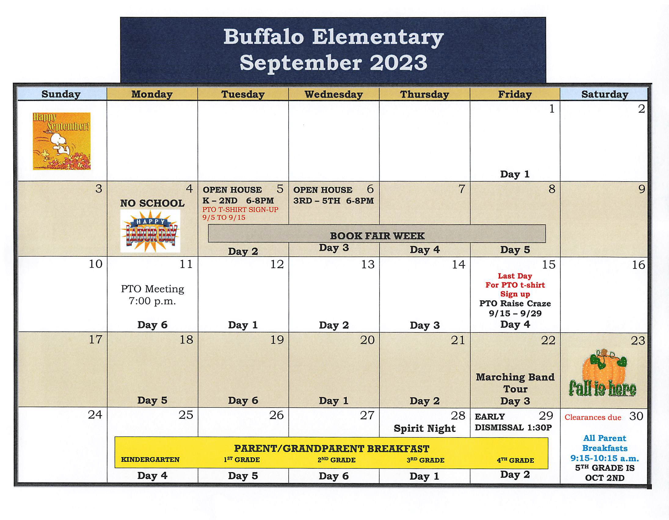Buffalo School Calendar