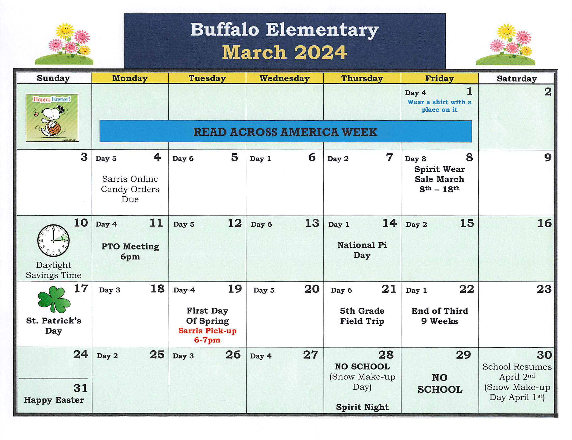 Buffalo School Calendar